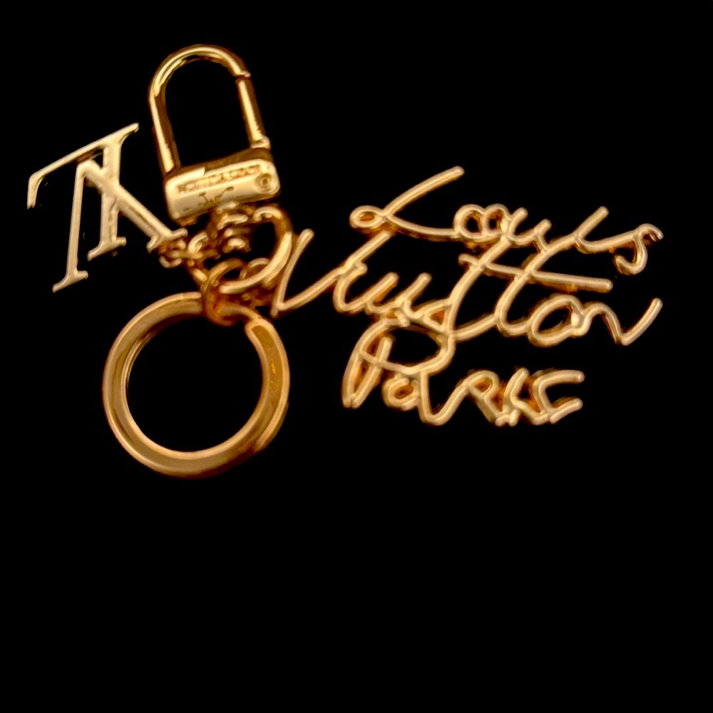LV Gold tone bag charms /Keychain signed on ring and hook